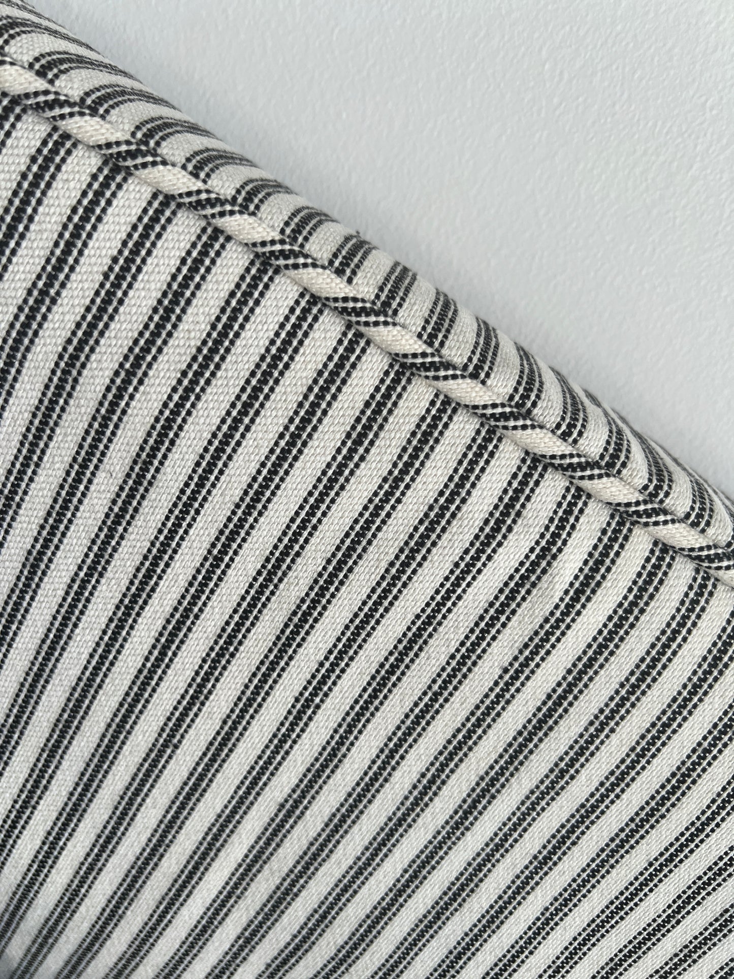 Washable Ticking Headboard with Cording