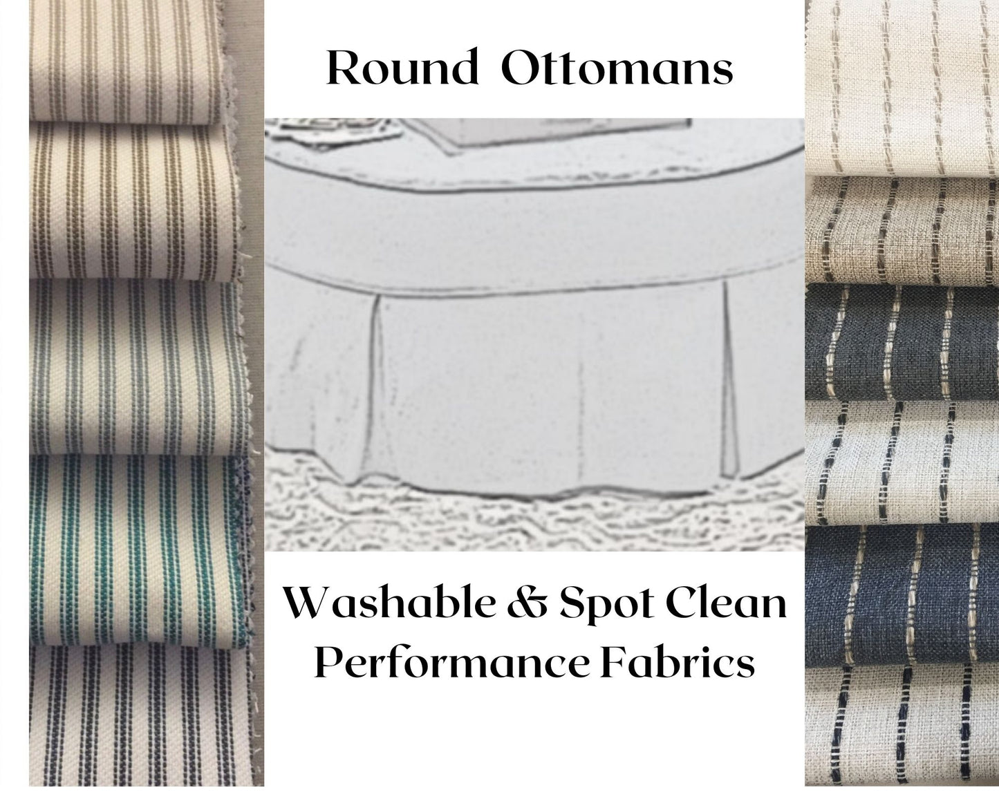 Custom Round Ottoman Slipcovers