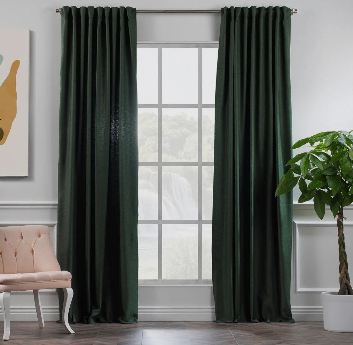 100" Wide Faux Linen panels