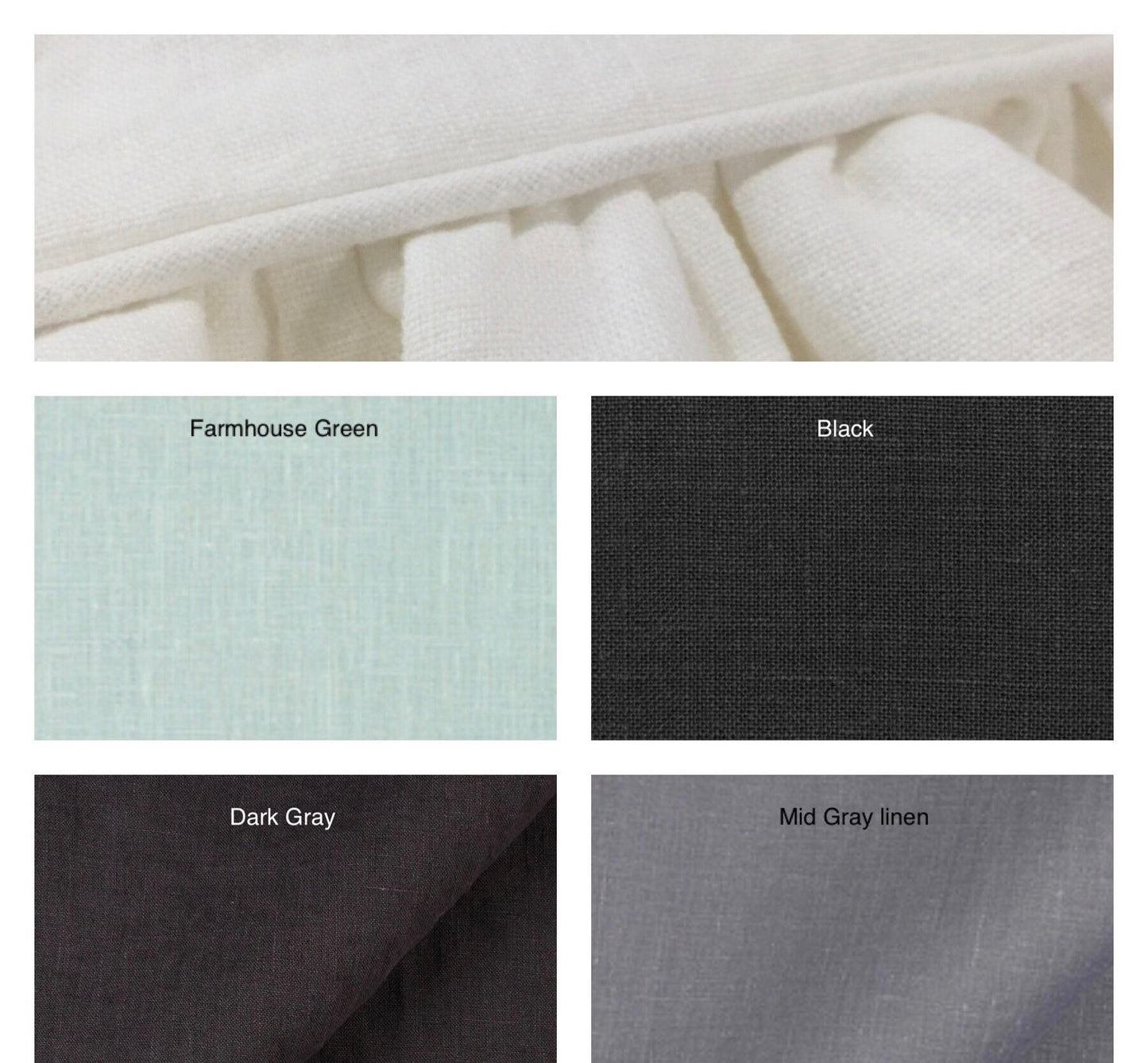 Lined Gathered Linen dust ruffle cottage farmhouse