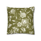 Olive Vintage Floral Faux Suede Pillowcase - Cozy Green Home Decor