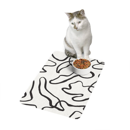 Stylish Abstract Pet Food Mat - Modern Design