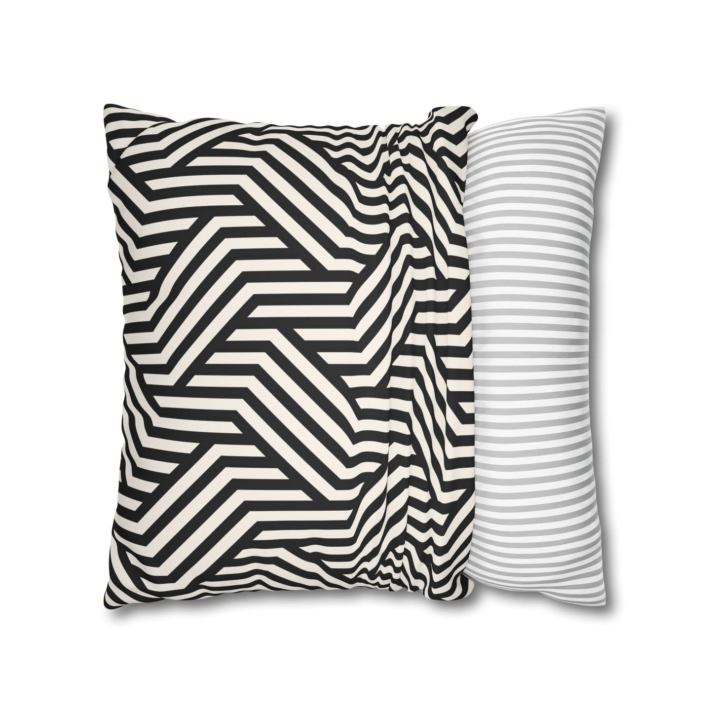 Black and off White Modern Maze Faux Suede Square Pillow Case