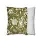 Olive Vintage Floral Faux Suede Pillowcase - Cozy Green Home Decor