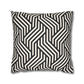 Black and off White Modern Maze Faux Suede Square Pillow Case