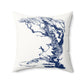 Navy and Gray Swoosh Faux Suede Square Pillow