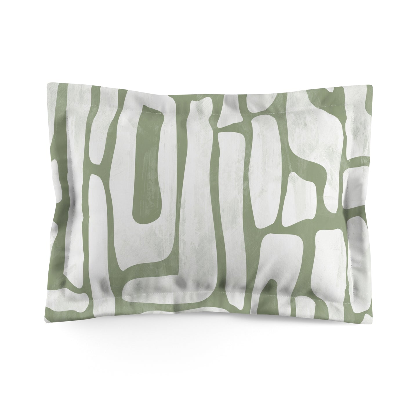 Modern Abstract Microfiber Pillow Sham - Stylish Green and White Design for Comfort and Decor
