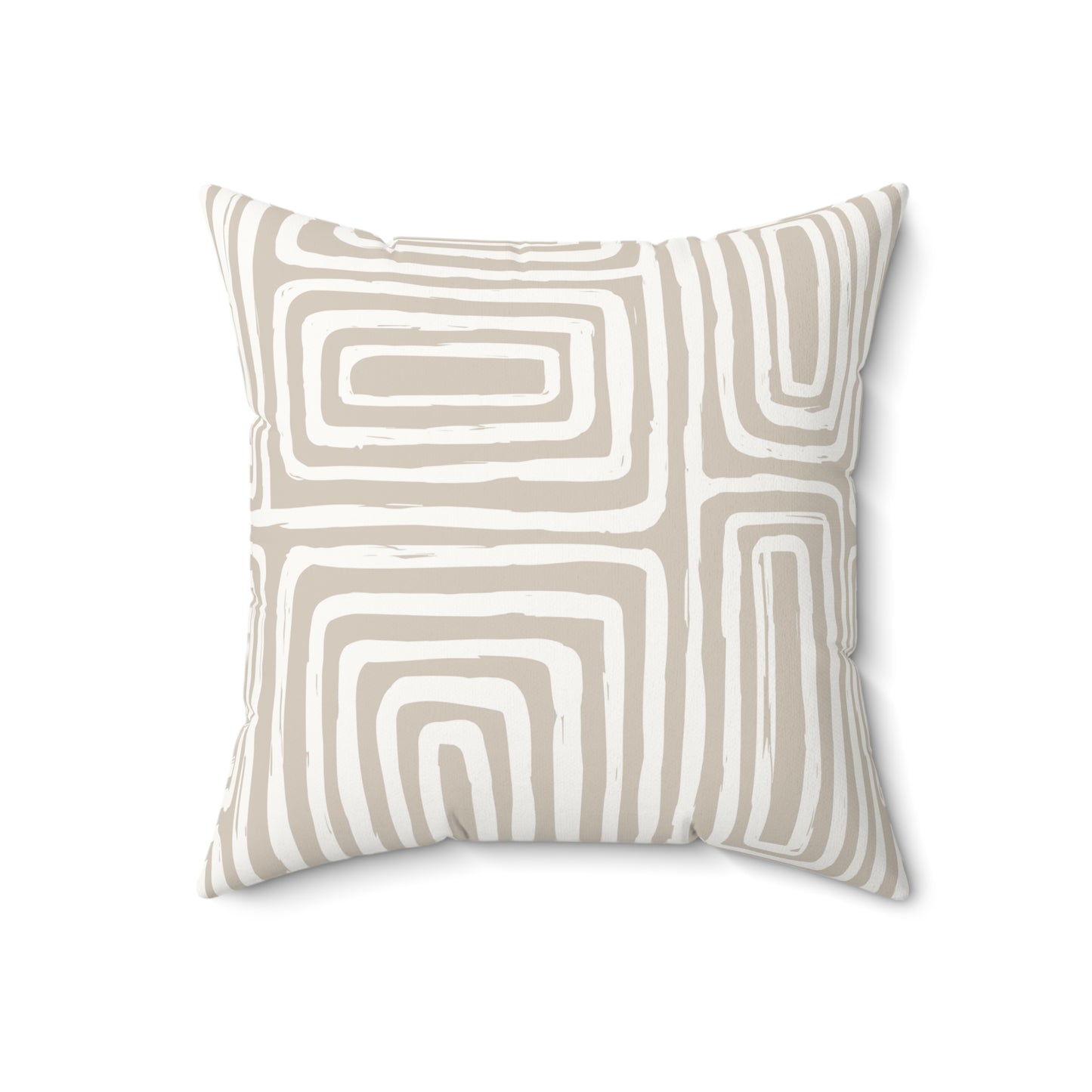 Beige Striata Modern Abstract Faux Suede Square Pillow for Cozy Living Spaces