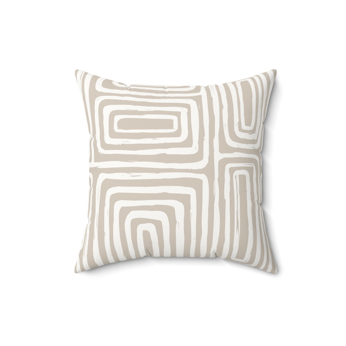 Beige Striata Modern Abstract Faux Suede Square Pillow for Cozy Living Spaces