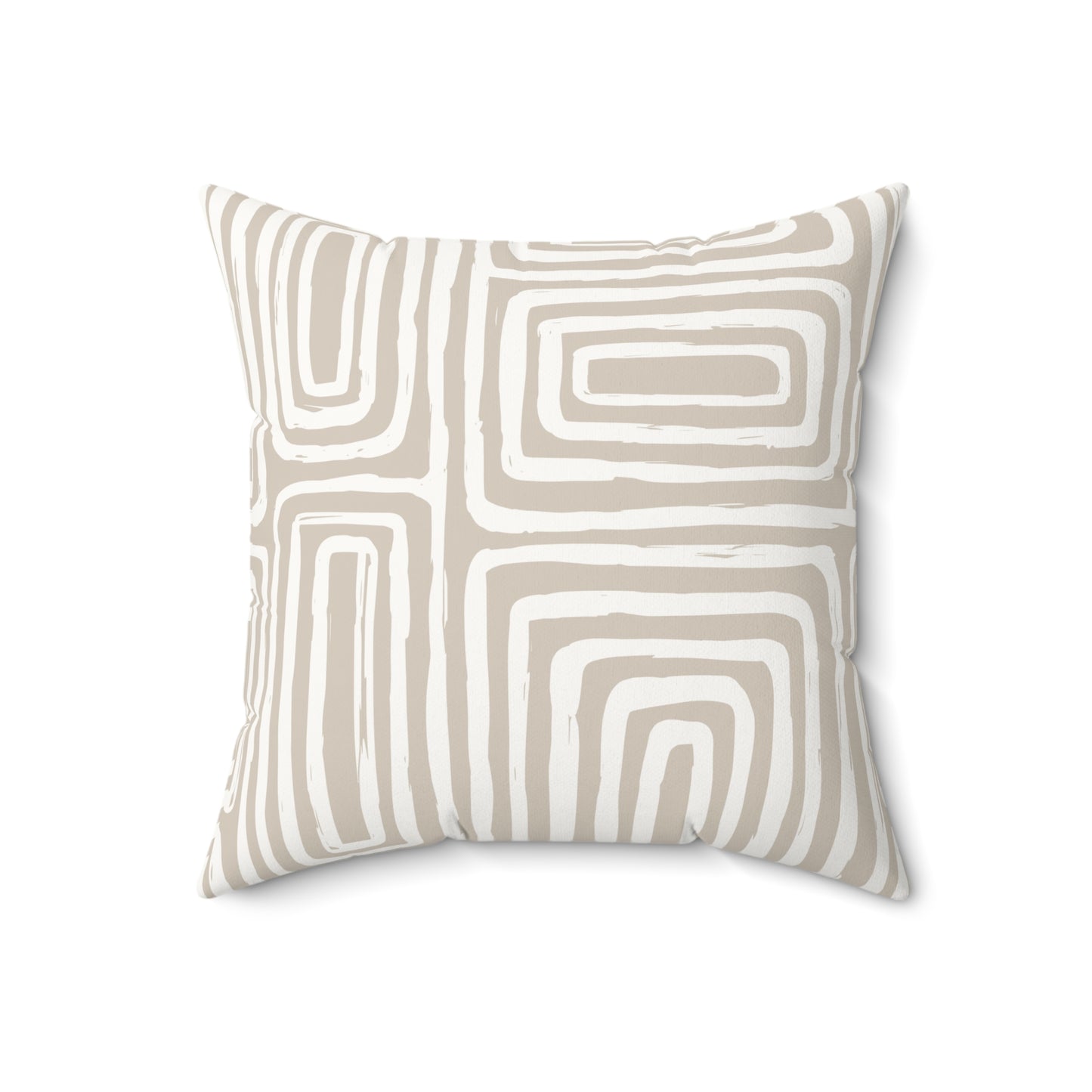 Beige Striata Modern Abstract Faux Suede Square Pillow for Cozy Living Spaces