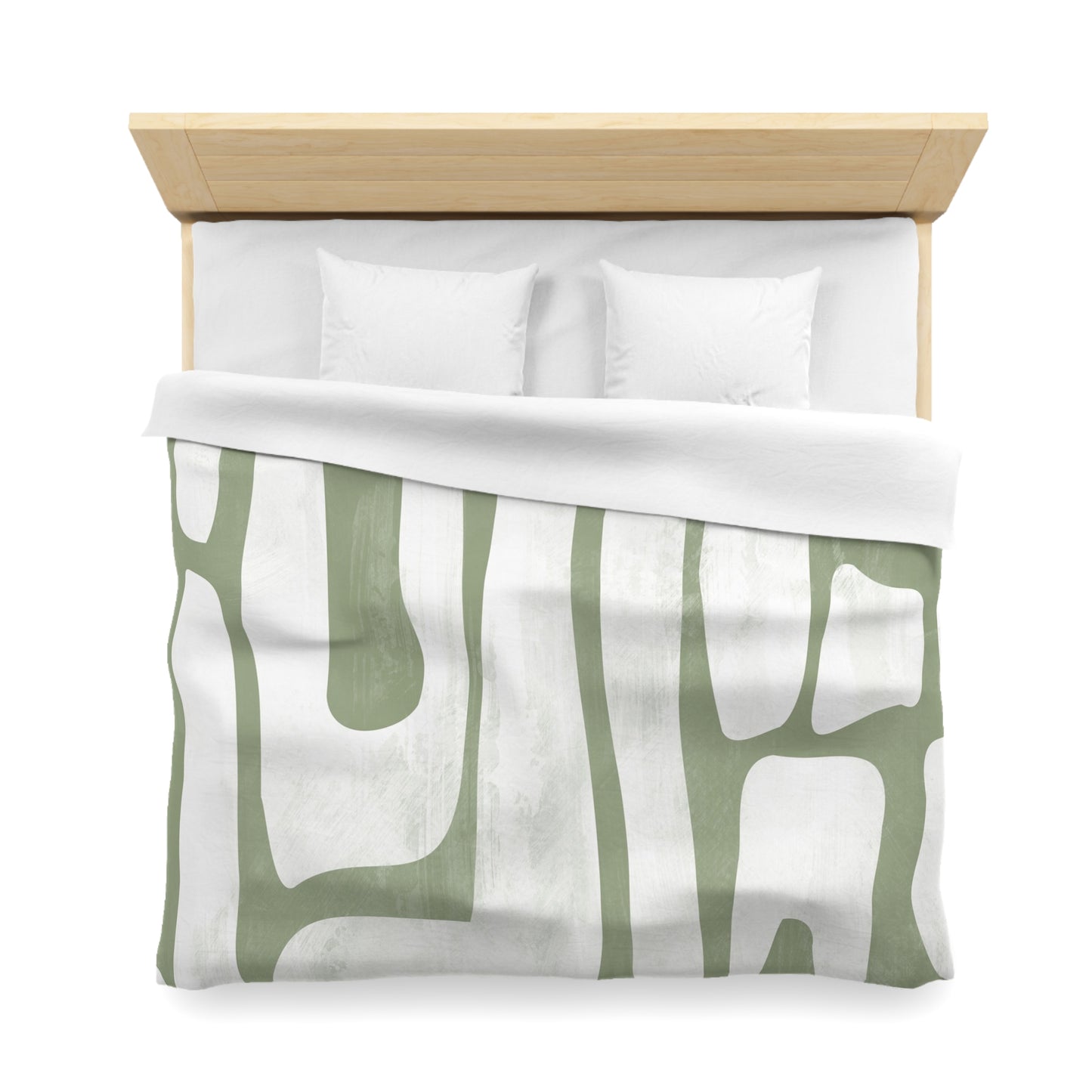 Modern Abstract Microfiber Duvet Cover - Green and White Design for Cozy Bedrooms