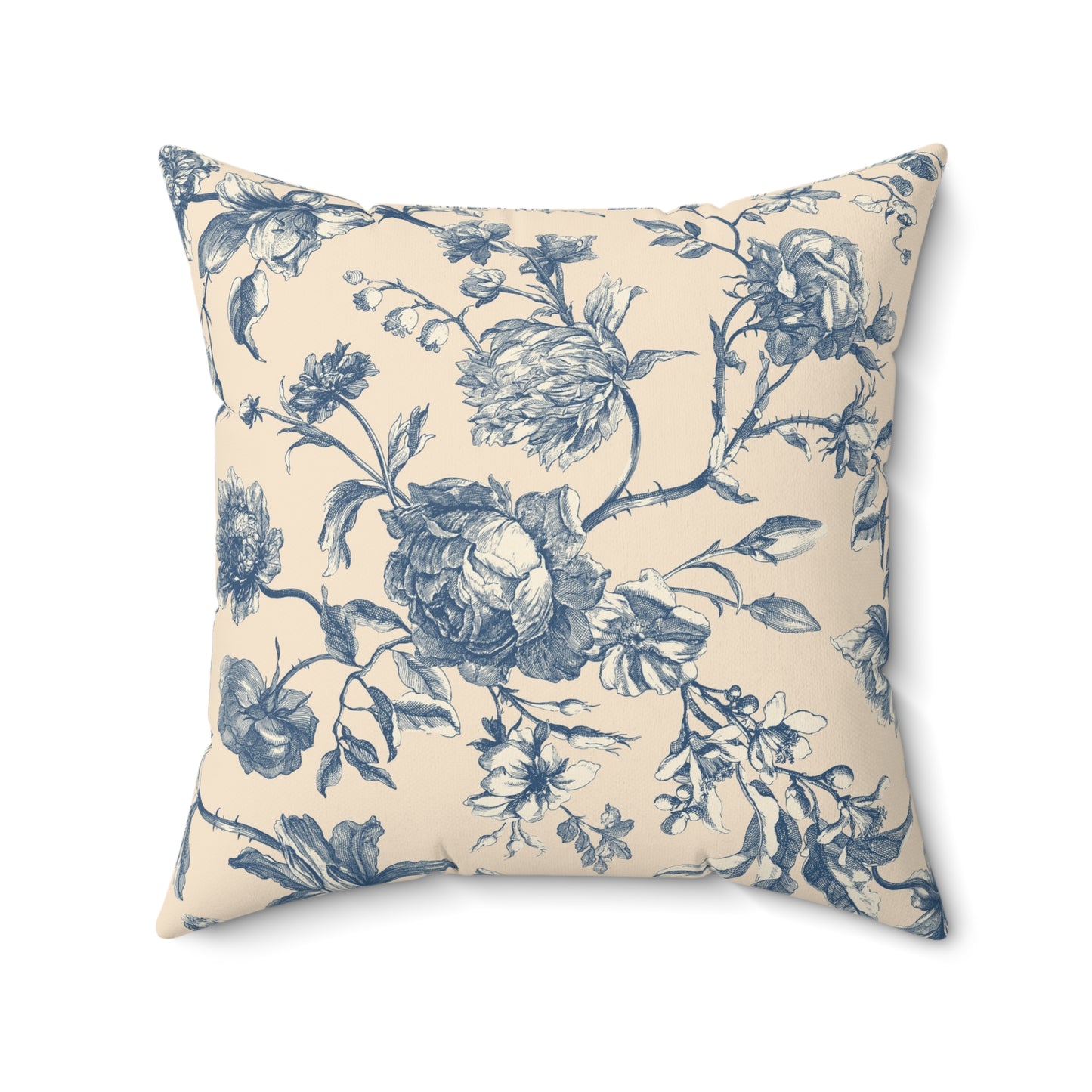 Madeline Elegant Floral Faux Suede Square Pillow - Soft Decorative Cushion for Cozy Home Decor