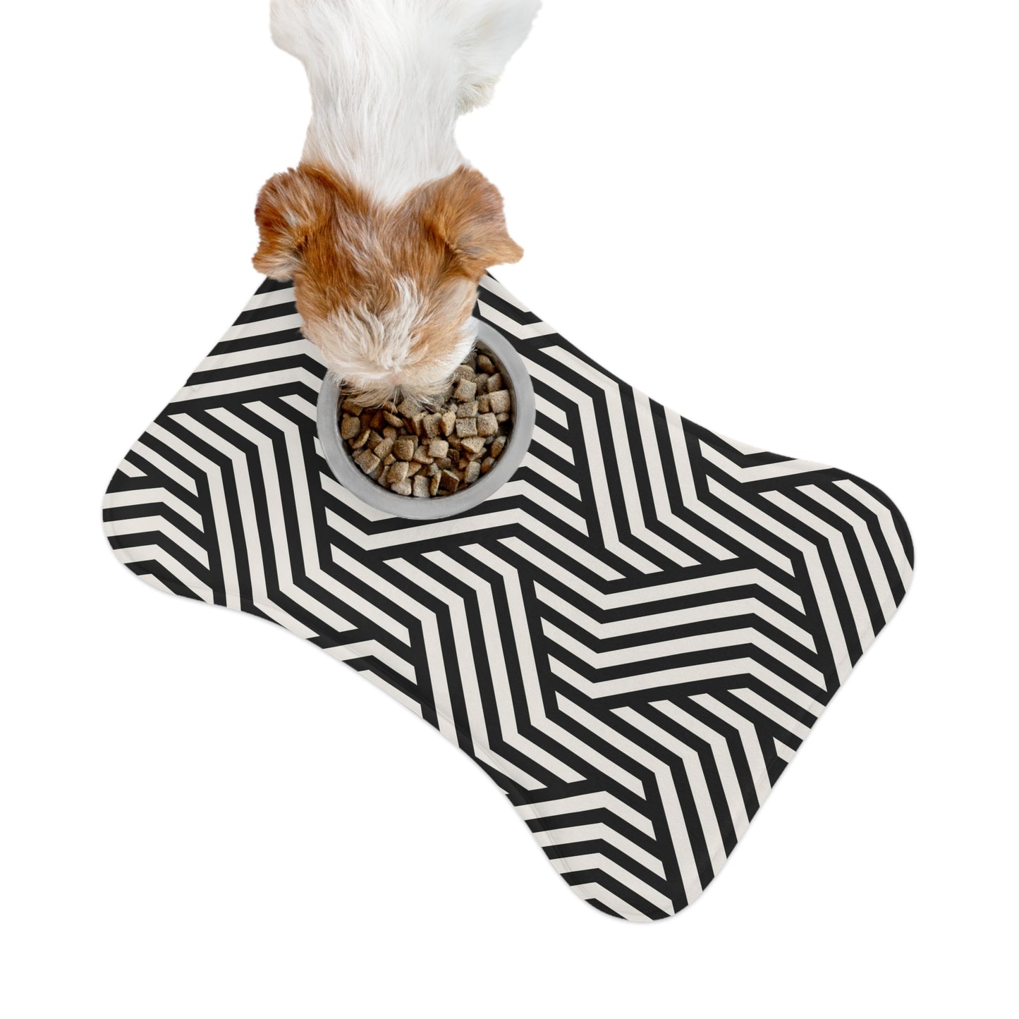 Modern Lavella Pet Feeding Mats in Black and Natural