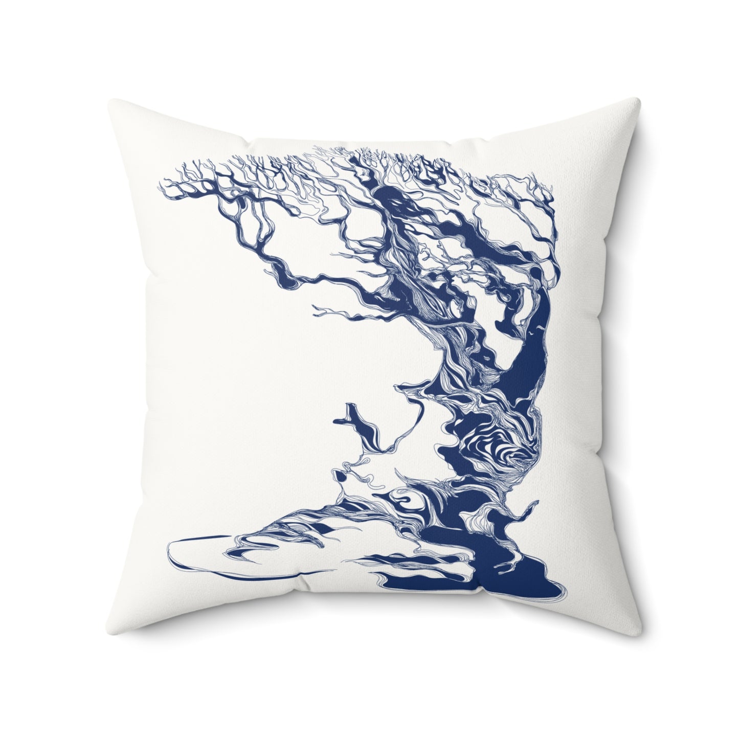 Navy and Gray Swoosh Faux Suede Square Pillow