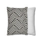 Black and off White Modern Maze Faux Suede Square Pillow Case