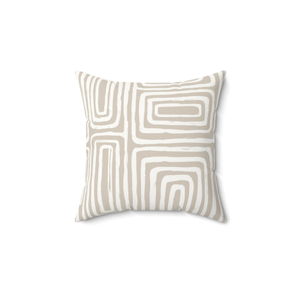 Beige Striata Modern Abstract Faux Suede Square Pillow for Cozy Living Spaces