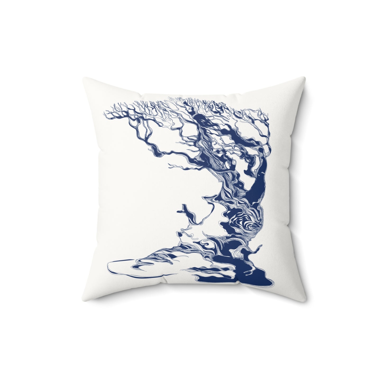 Navy and Gray Swoosh Faux Suede Square Pillow