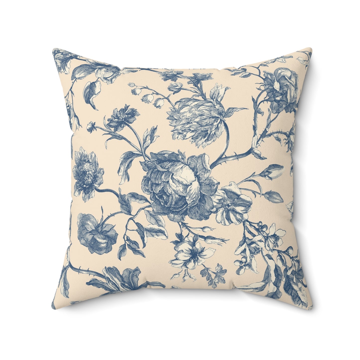 Madeline Elegant Floral Faux Suede Square Pillow - Soft Decorative Cushion for Cozy Home Decor