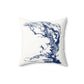 Navy and Gray Swoosh Faux Suede Square Pillow