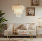 Elegant Light Shell Drape Chandelier with a gold base