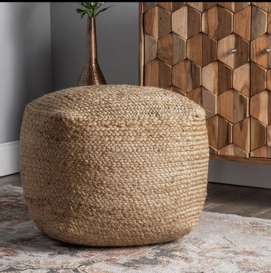 Cork Braided Pouf