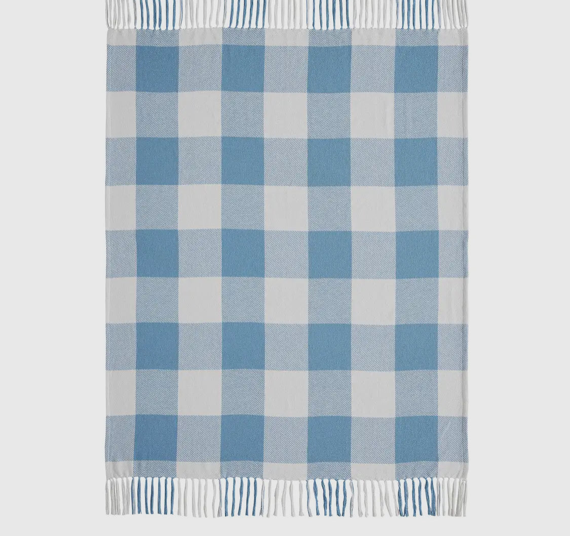 Cotton Check Throw — Black