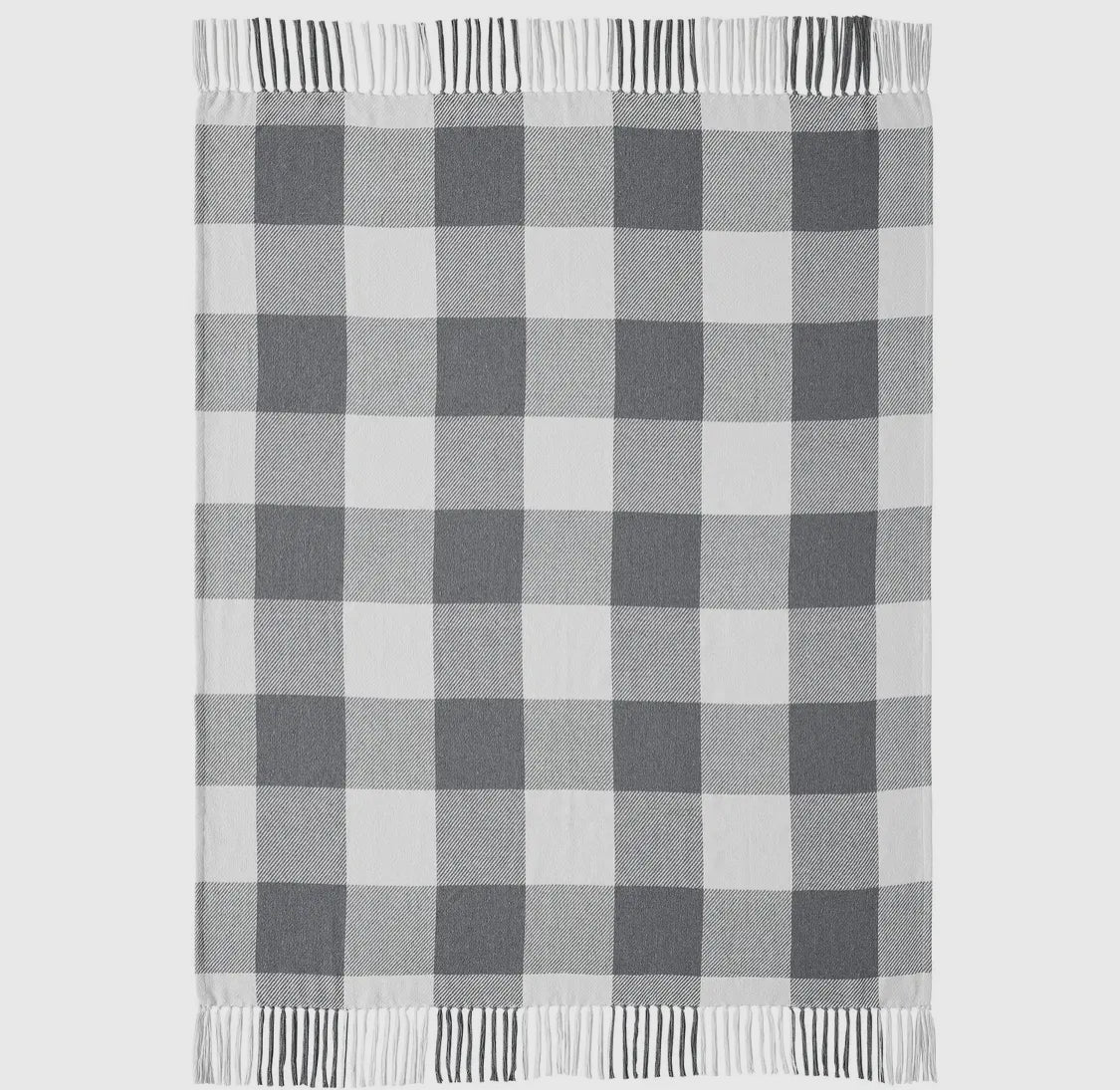 Cotton Check Throw — Black