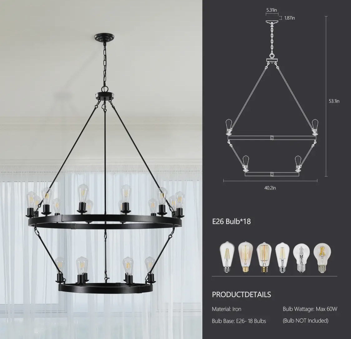 Retro Circular Ironwork Ceiling Chanddelier