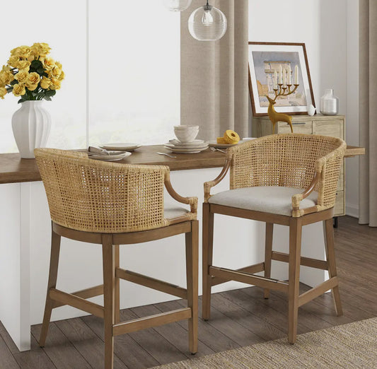 Handcrafted Natural Rattan Counter Stool