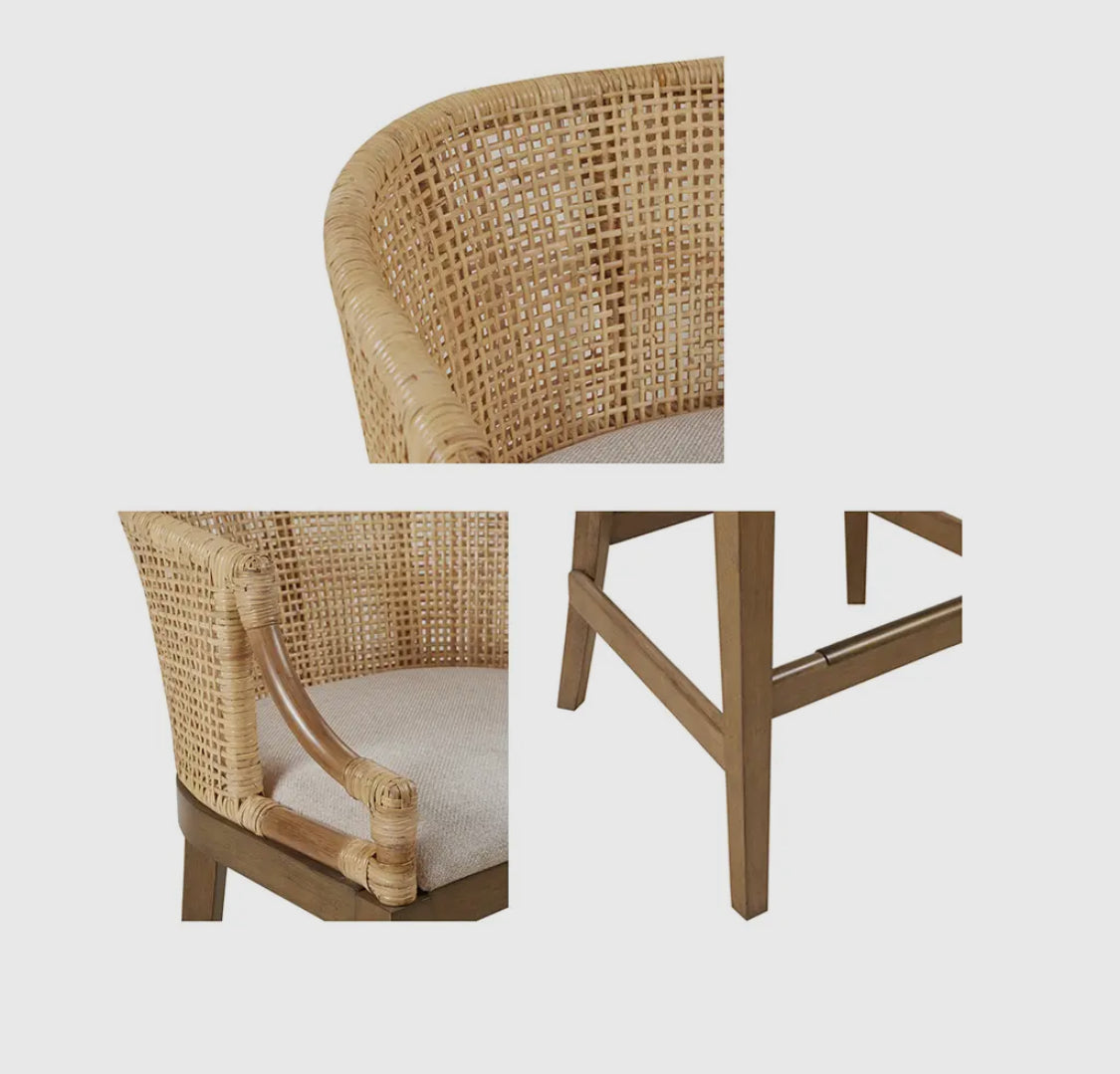 Handcrafted Natural Rattan Counter Stool