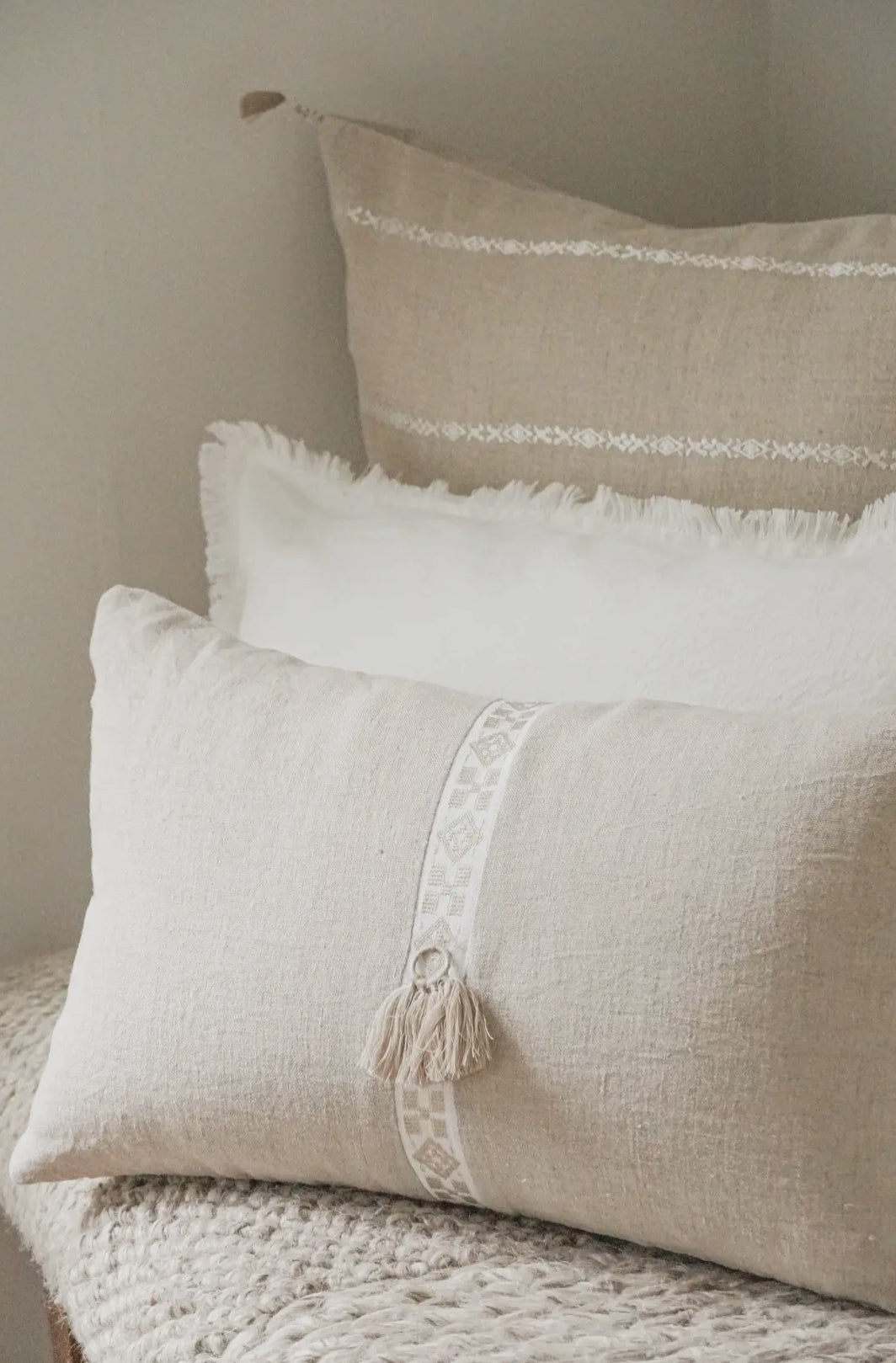 Geo Trim Linen Pillow