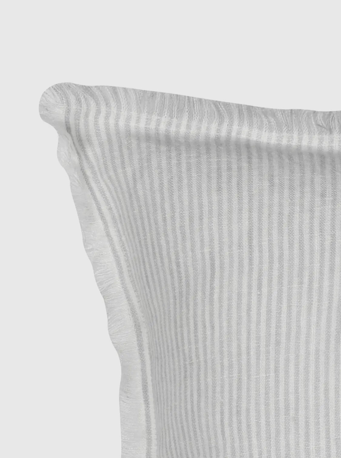 Light Gray Pinstripe Linen Frayed Edge