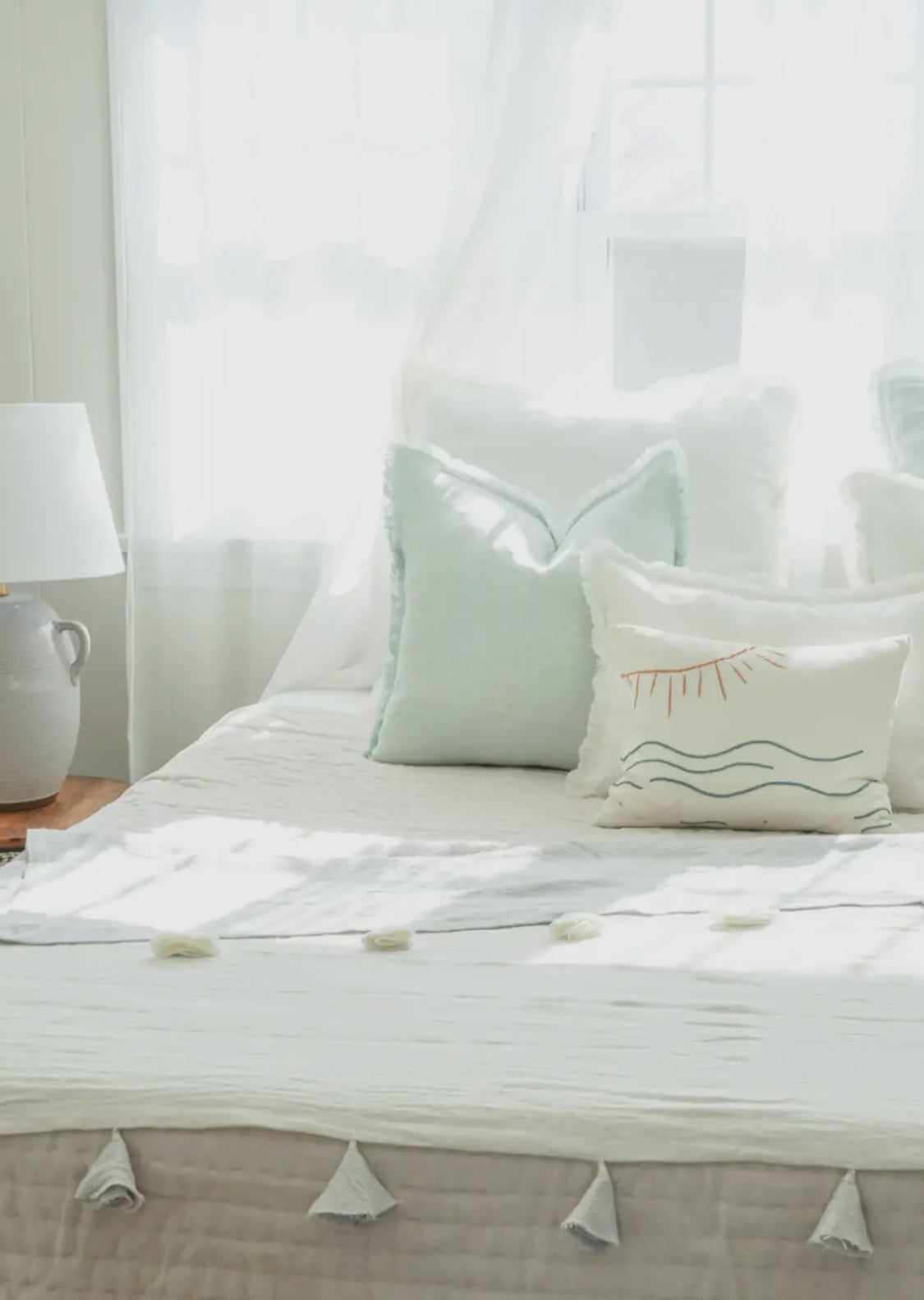 Light Aqua Linen Pillows