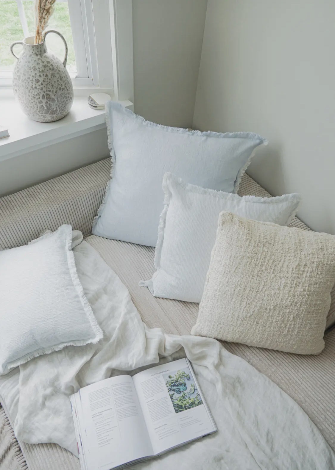 Sky Blue Cross dye Linen Pillows