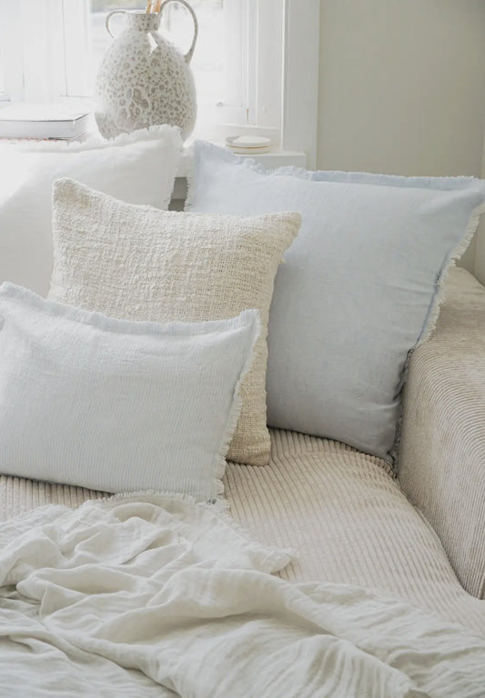 Sky Blue Cross dye Linen Pillows