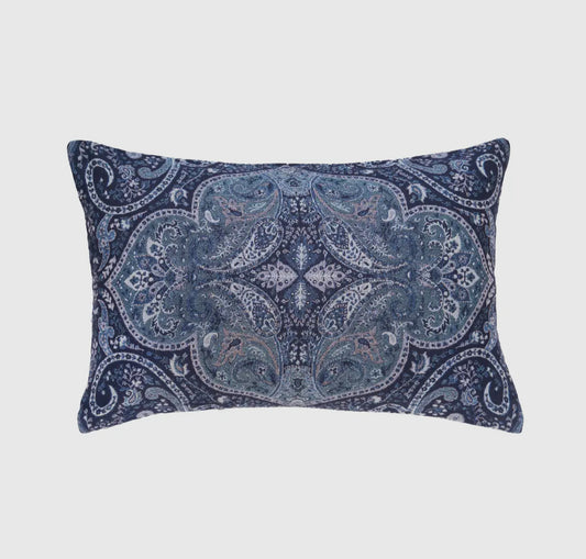 Navy Paisley Lumbar Pillow