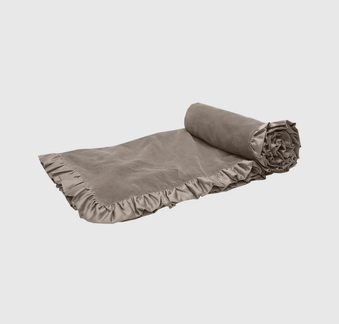 Satin Ruffled Edge Velvet Throw Blanket