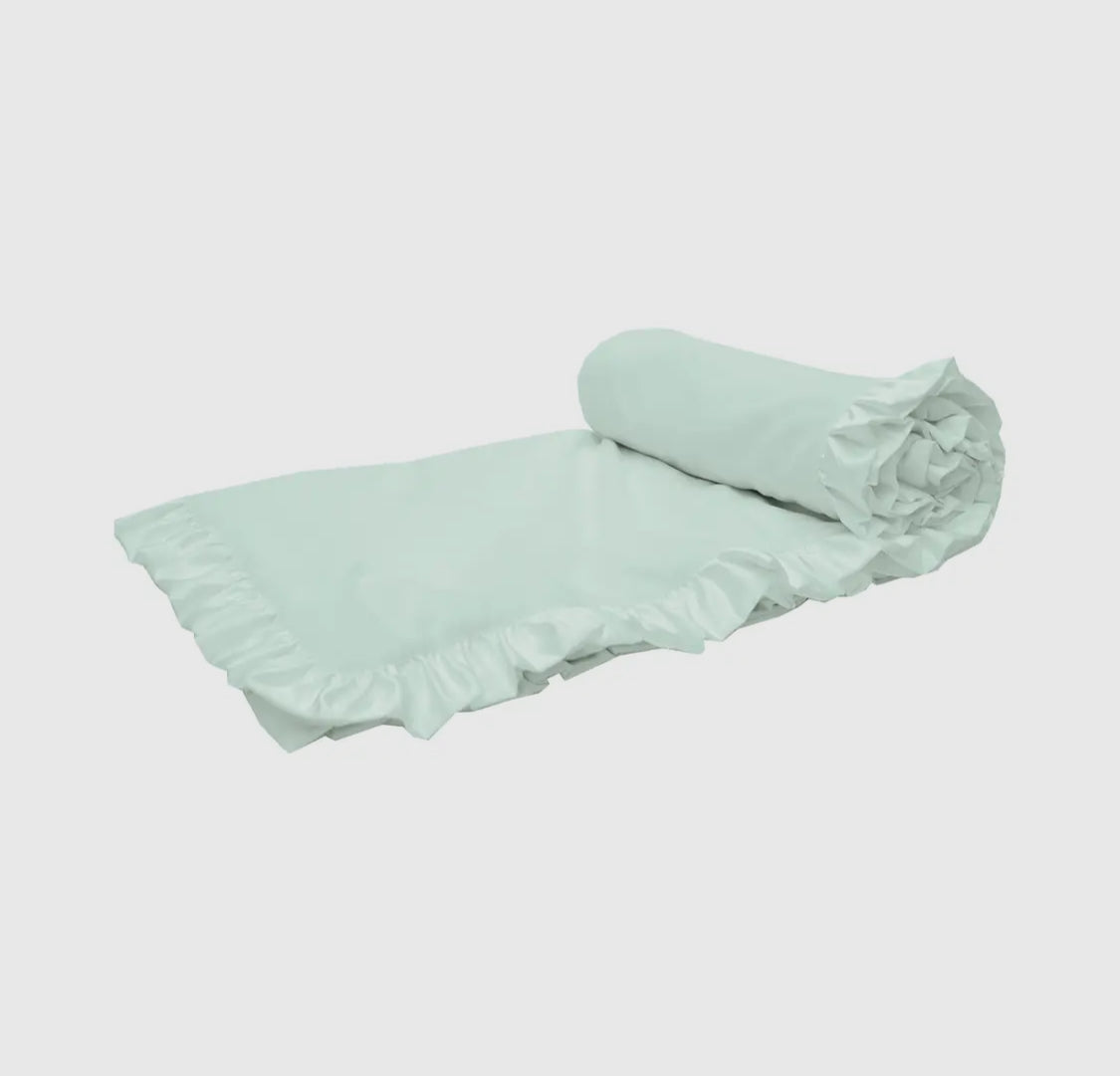 Satin Ruffled Edge Velvet Throw Blanket