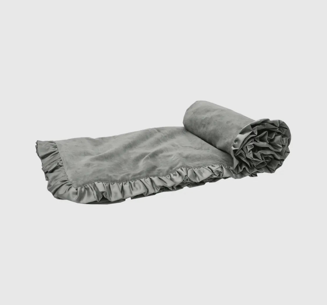 Satin Ruffled Edge Velvet Throw Blanket