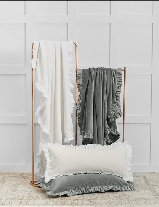 Satin Ruffled Edge Velvet Throw Blanket