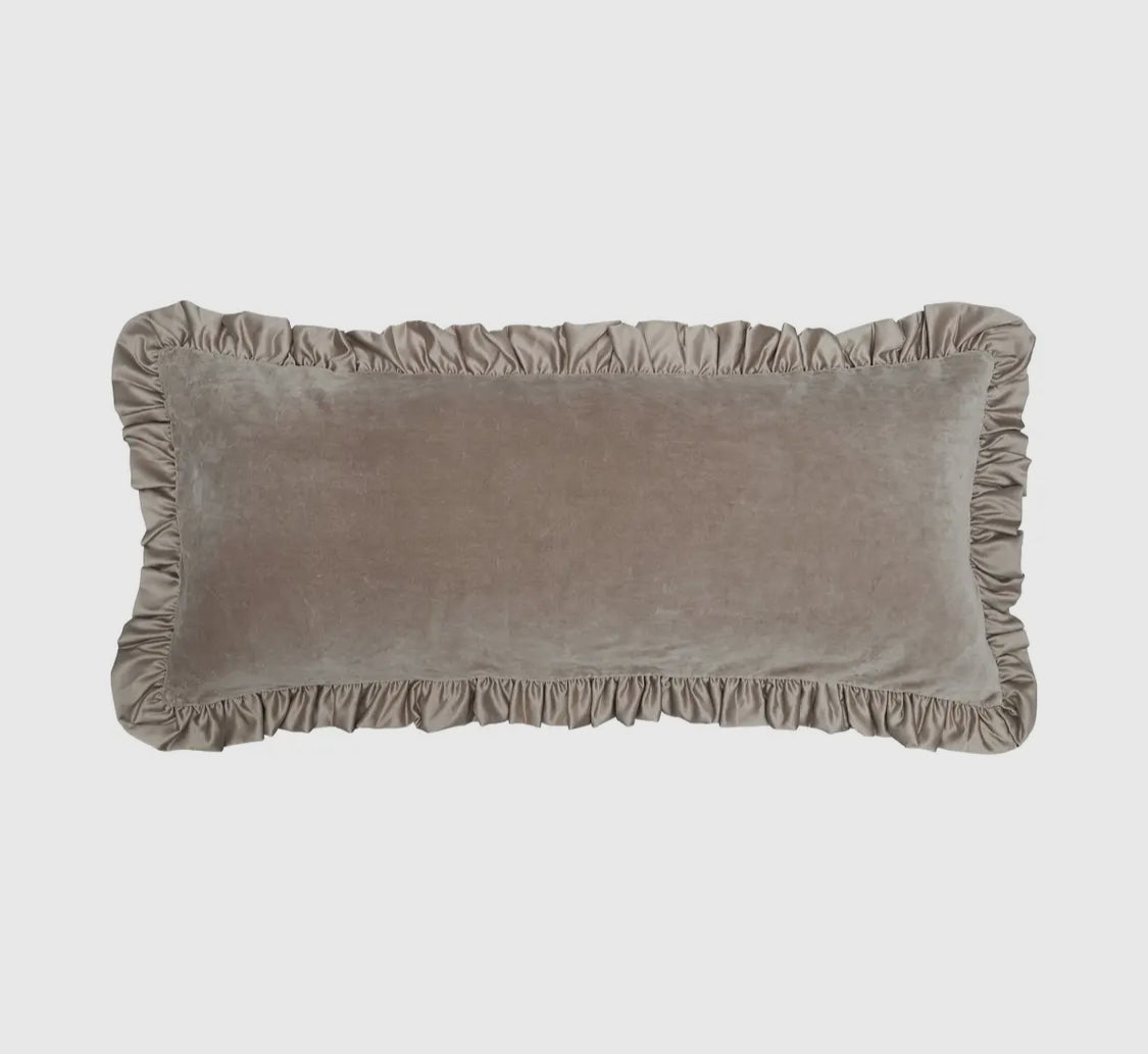 Satin Edge Velvet Lumbar Bolster Pillows