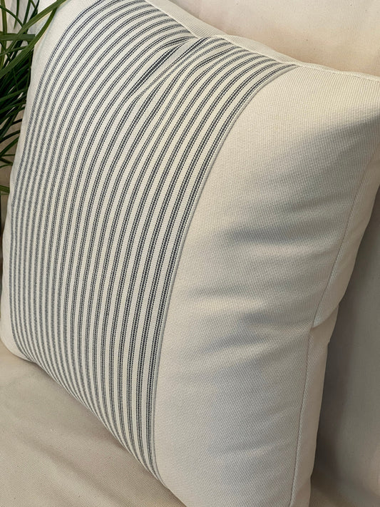 Ticking Center Panel Pillow cover in Performance Fabric