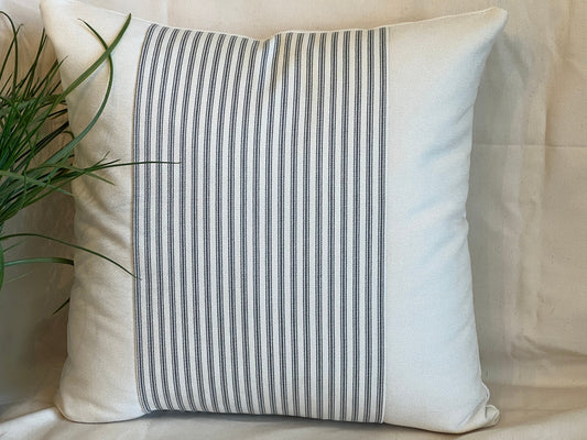 Ticking Center Panel Pillow cover in Performance Fabric