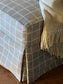 Window Pane Ottoman Slipcover constructed with Performance fabric