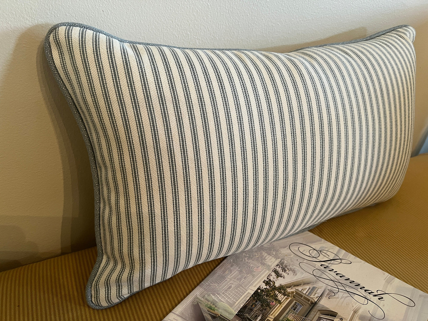 Stripe Ticking Pillow Covers with a contrasting welt cording