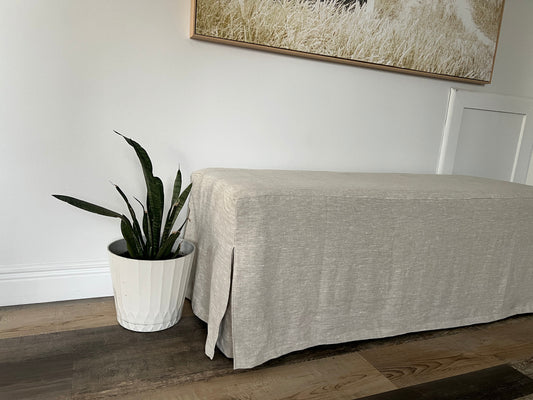 Washed Linen Ottoman or Bench Slipcover