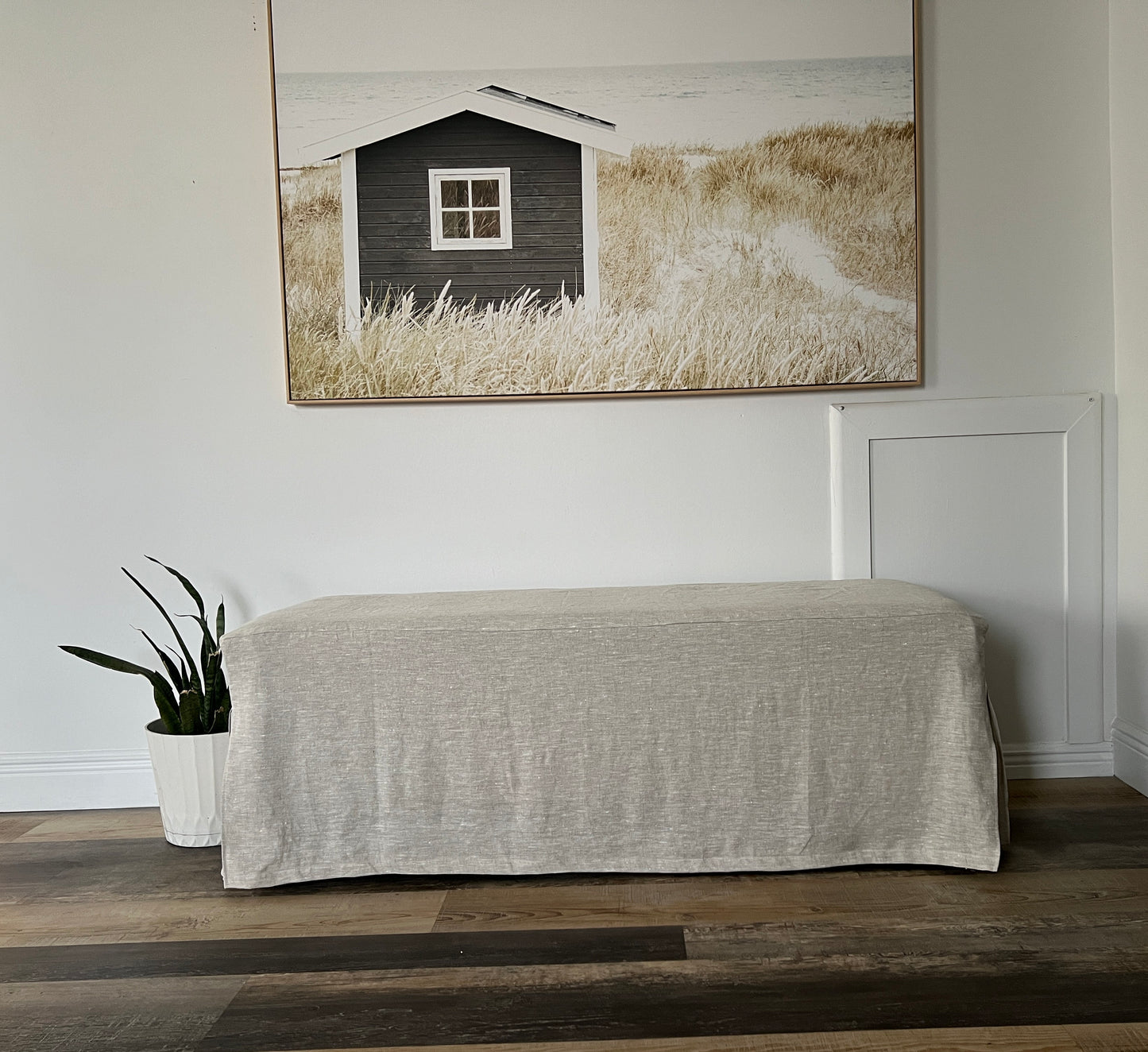 Washed Linen Ottoman or Bench Slipcover