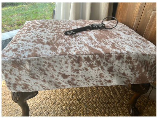 Salt and Pepper  Faux Cowhide Ottoman slipcover